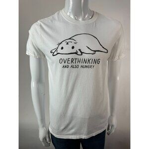 Overthinking & Also Hungry White T-Shirt By Black Matter Threadless - M 100% Cot